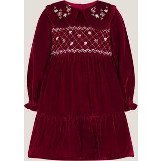 Monsoon Monsoon Red Baby Floral Embroidered Velvet Dress - 0-3 Mths