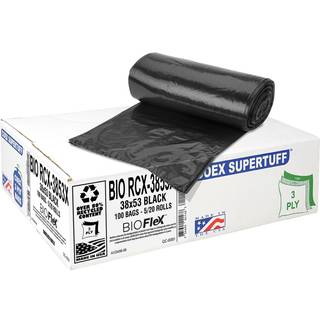 Aluf Plastics 44 gallon sorte affaldsposer (100 tal) med BioFlex-teknologi - 38"""" x 53"""" - 1,1 MIL hrde affaldsskke