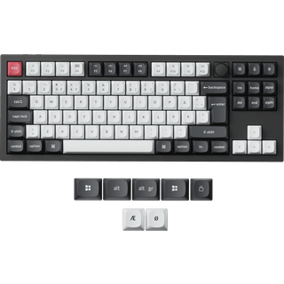 Keychron Q3 HE 80% Knob Wireless Tri-Mode QMK - Gateron 2.0 Magnetic Switch - Carbon Black - Gaming Tastatur - Uden Numpad - Nordisk - Sort