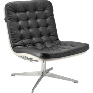 1898 Loholm lænestol med drejefunktion Bern 0341-sort læder-hvidolieret eg