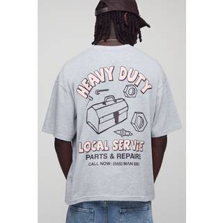 Mens Grey Marl Oversized Boxy Graphic T-Shirt