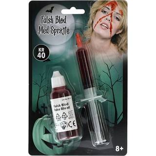 Halloween kunstig blod med sprøjte 28 ml og 5 ml - rød (På lager i butik)