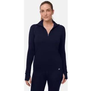 MERINO WOOL BASE LAYER HALF-ZIP SHIRT FOR WOMEN - Dark Navy / XL / 1-Pack