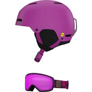 Giro Crue MIPS Combo Pack Skihjelm - Snowboardhjelm med matchende beskyttelsesbriller Matte Berry/Stomp Urchin M (55,5-59 cm)