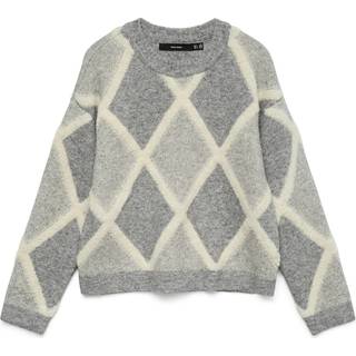 VERO MODA VERO MODA Grey Argyle Long Sleeve Knitted Jumper