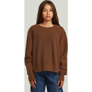 Girls Fisherman Crop Knit - Brown - girls