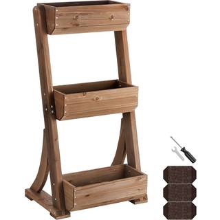 Vertikalt bed Flora, lakeret træ, inkl. plantefleece - brun,60 x 49 x 140 cm