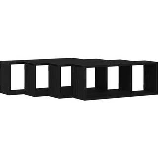 Væghylder 4 Dele Sort Eg 60 X 15 X 23 Cm Konstrueret Træ