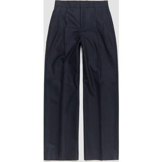 Wide Pleated Trousers in Navy Stripe - 46