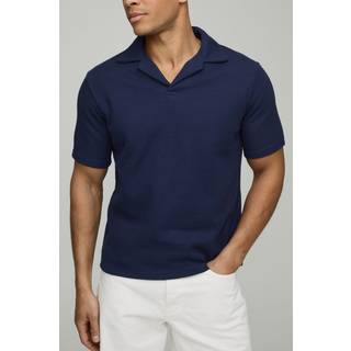 Mens Navy Boxy Revere Polo