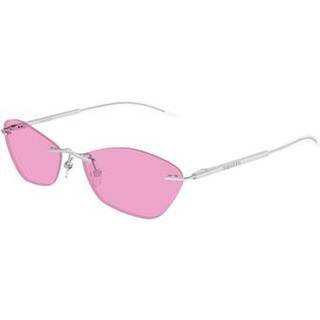 Alexander McQueen Unisex AM0525S 004 Solbriller Acetat Sølv Rosa Geometrisk