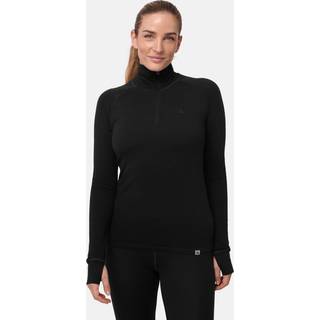 MERINO WOOL BASE LAYER HALF-ZIP SHIRT FOR WOMEN - Black / S / 1-Pack