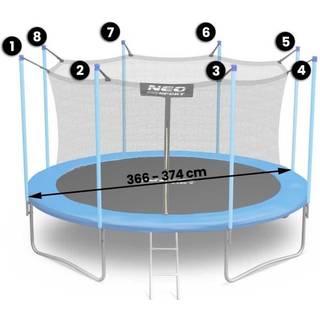 Neo sport sikkerhedsnet til trampolin med 6 stolper, inderside , Ø374 cm