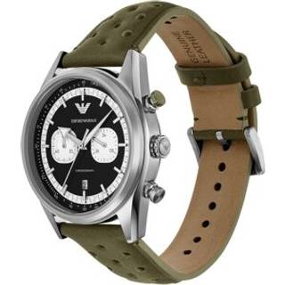 Emporio Armani Racer Chronograph Black Dial Leather Strap Men's Watch AR11709