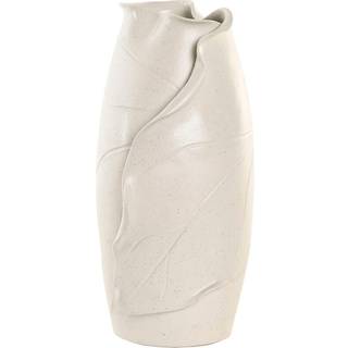 Vase Home ESPRIT Hvid Keramik Traditionel stil Moderne Blad af en plante 21 x 21 x 40 cm