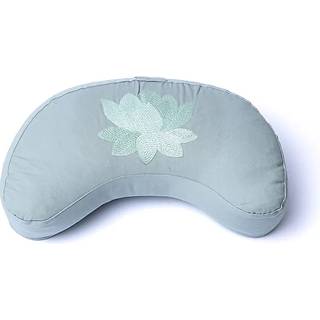 Yogi & Yogini Meditationspude Halvmåne m. boghvedeskaller i Salvie Grøn, Lotus - 37 x 17 x 13 cm.