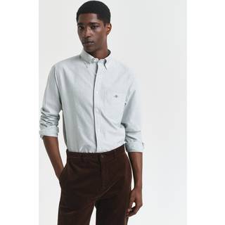 GANT Herre Regular fit klassisk bankerstribet Oxford-skjorte (S) Grøn