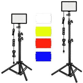 Led Panel Adjustable 5600k Usb Video Light - 2 Led with Tripod And Color Filter Per Group for Low Angle, Zoom / Video Conference Lighting