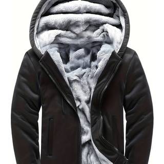 TEMU Men's Warm Fleece Hooded Jacket, Casual Color Block Jacket Coat For Fall Winter