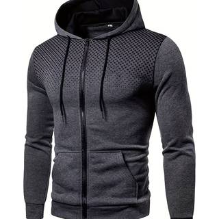 TEMU Polka Dot Print Hoodie Jacket For Men, Hooded Zip Up Sweatshirt Jacket With Drawstring And Pockets, Male's Casual And Sports Fashion For Winter & Autumn