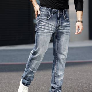 TEMU Men's Slim-fit Stretch Denim - Skinny Fit Jeans With -, Medium Stretch Denim For Everyday & Formal Wear - Esdvq Men's