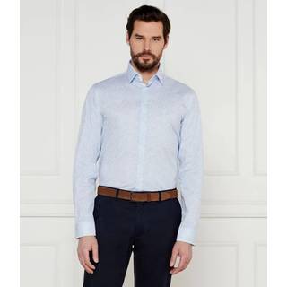 Slim Poplin Floral Dress Shirt - Blue - 44