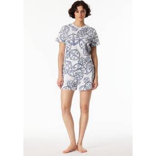 Schiesser Mix and Relax Short Sleeve Shirt - White Pattern-2 - X-Large