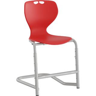 Stol Tarris, rød sæde med alugrå ben og fodstøtte