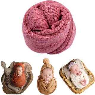 COBERLLUS Nyf?dte baby foto rekvisitter t?ppe str?kning strikket wrap swaddle til dreng piger fotografering (rosy)