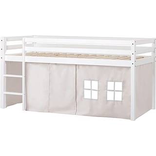 Spiloppe halvhøj seng 90x200 cm  - hvid og beige