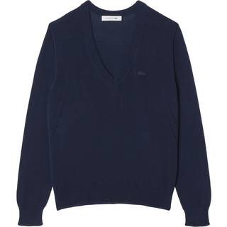 LACOSTE Jumper med V-hals, navy