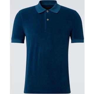 Tom Ford Cotton-blend velvet polo shirt - blue - EU 50