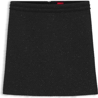 Glitrende bouclé mininederdel med kædebåndskant