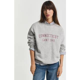 GANT Dame Sweatshirt med tryk og crewneck (XS) Sort Grå