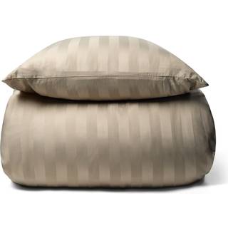 Bambus sengetøj - 100% Naturligt bambus - 140x200 cm - Sandfarvet, jacquardvævet sengesæt med striber