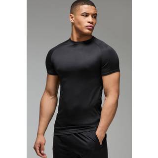 Mens Black Man Active Lightweight Essentials Gym Muscle Fit Raglan T-shirt