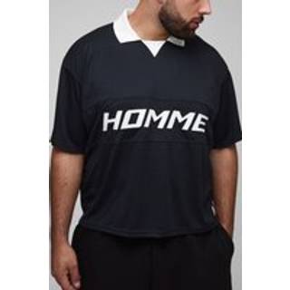 Mens Black Plus Oversized Boxy Homme Applique T-Shirt