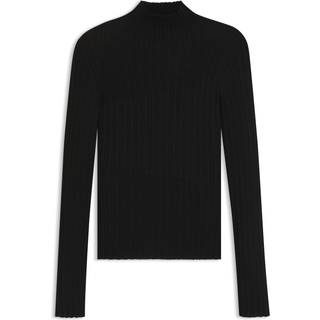 Rullekravesweater med gennemsigtige og ensfarvede effekter