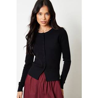 Threadbare Threadbare Black Crew Neck Structured Knitted Cardigan