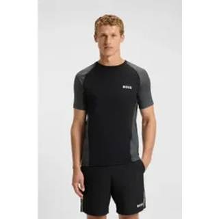 Slim fit T-shirt i mesh med jersey og indsatser i kontrastfarve