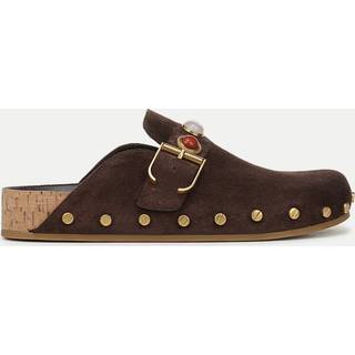 Veronica Beard Fern embellished suede mules - brown - EU 38