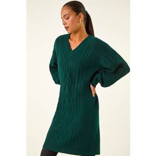 Roman Roman Green Petite Cable Knit Shift Dress - 14