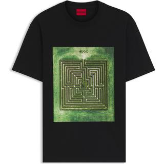 T-shirt i bomuldsjersey med labyrintprint