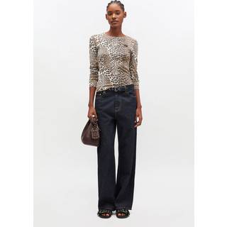 Ganni Leopard-print cotton-blend top - brown - XS