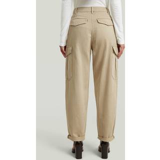 Pleated Tapered Cargo Chino - Beige - Women