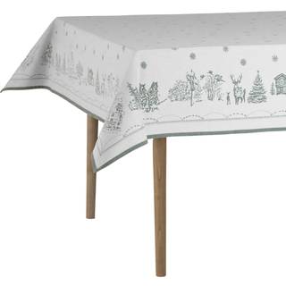 Wik & Walsøe Julemorgen Dug / Grøn 140x240 Cm - Juleduge Bomuld Hvid - 99513