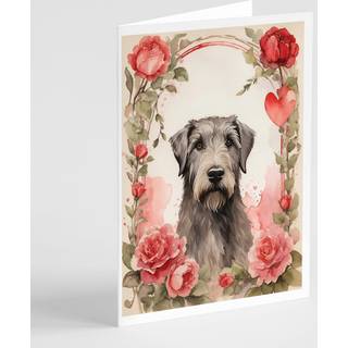 Caroline's Treasures DAC4473GCA7P Irish Wolfhound Valentine Roses lykønskningskort Pakke med 8 blanke kort med konvolutter, finurlig A7 Størrelse