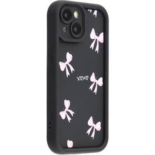 iPhone 14 Plus Stilfuldt stødsikkert TPU cover med forhøjede kanter - sort / sløjfe