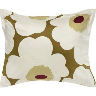 Marimekko Unikko pudebetræk satin 50x60 cm Green umber-creme