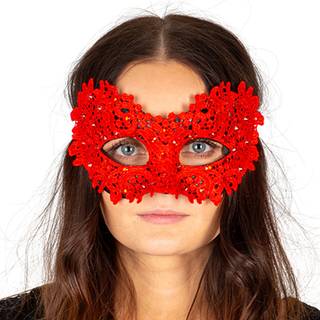 Rød øjenmaske med blonder